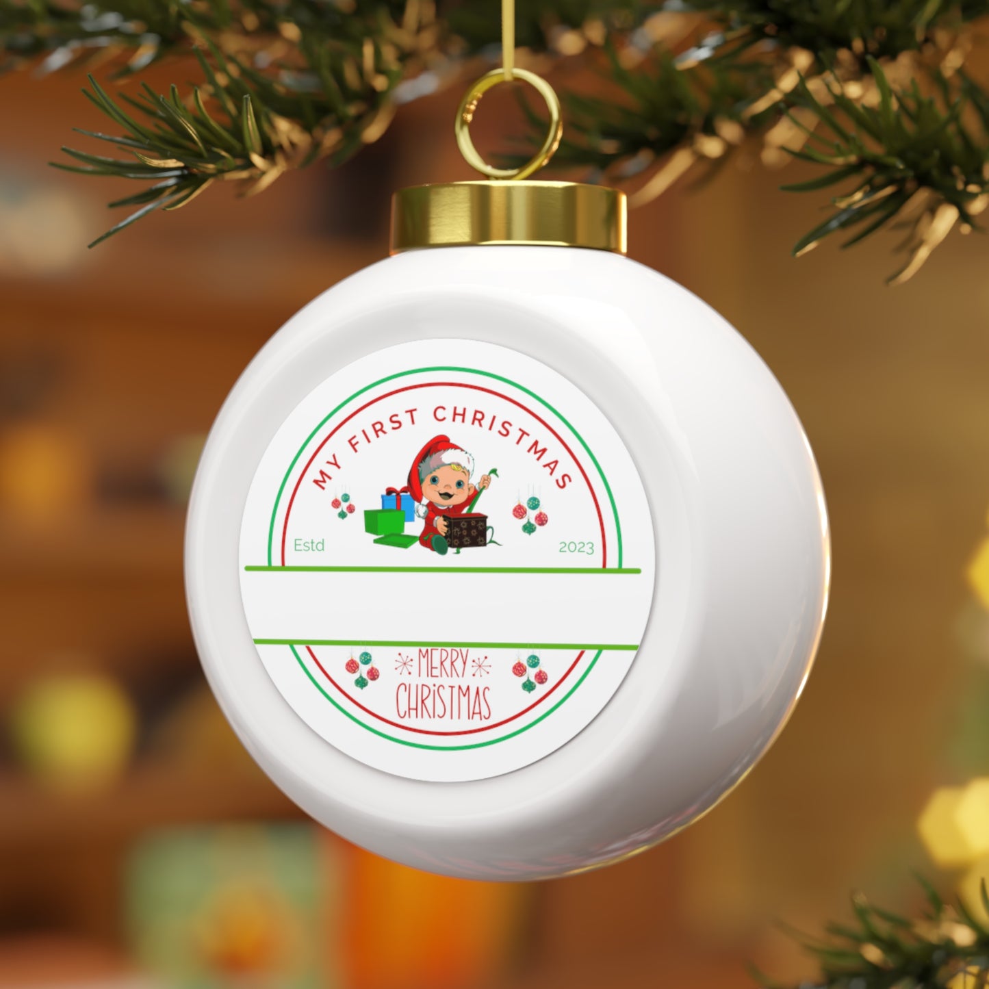 First Christmas Ball Ornament (Personalized)